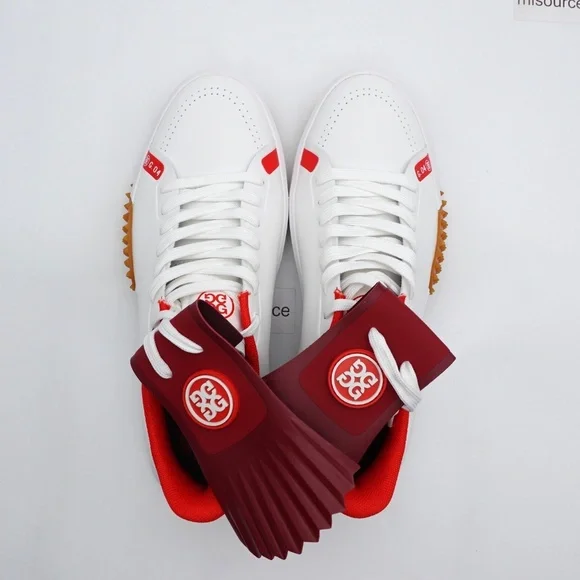 NEW Women's G/FORE G.112 Kiltie Spikeless Golf Shoes GLF00022-SNO Snow/Red